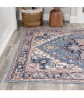 Cirali Ornate Large Medallion Washable Blue/Beige 5 ft. x 8 ft. Area Rug