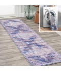 WSH107A Area Rug Regis Bohemian Medallion Washable Blue 2 ft. x 8 ft. Runner Rug