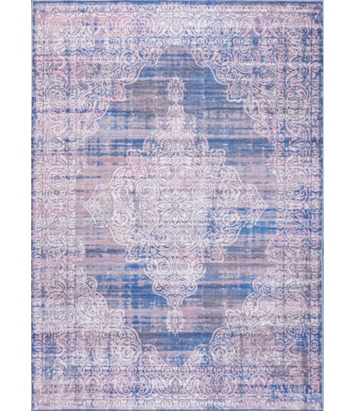 WSH107A Area Rug Regis Bohemian Medallion Washable Blue 8 ft. x 10 ft. Area Rug