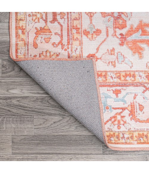 WSH108A Area Rug Asa Ornate Medallion Washable Orange/Cream 4 ft. x 6 ft. Area Rug
