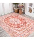 WSH108A Area Rug Asa Ornate Medallion Washable Orange/Cream 4 ft. x 6 ft. Area Rug