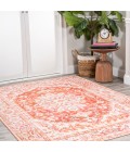 WSH108A Area Rug Asa Ornate Medallion Washable Orange/Cream 4 ft. x 6 ft. Area Rug