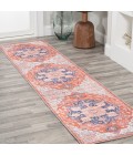 WSH109A Area Rug Maris Ornate Medallion Washable Orange/Cream 2 ft. x 8 ft. Runner Rug