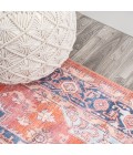 WSH109A Area Rug Maris Ornate Medallion Washable Orange/Cream 2 ft. x 8 ft. Runner Rug