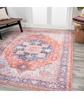 WSH109A Area Rug Maris Ornate Medallion Washable Orange/Cream 8 ft. x 10 ft. Area Rug
