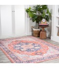 WSH109A Area Rug Maris Ornate Medallion Washable Orange/Cream 8 ft. x 10 ft. Area Rug