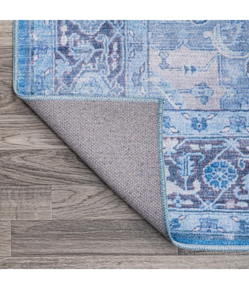 WSH109B Area Rug Maris Ornate Medallion Washable Blue/Navy 5 ft. x 8 ft. Area Rug