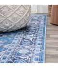 WSH109B Area Rug Maris Ornate Medallion Washable Blue/Navy 5 ft. x 8 ft. Area Rug