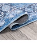 WSH109B Area Rug Maris Ornate Medallion Washable Blue/Navy 2 ft. x 8 ft. Runner Rug