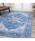WSH109B Area Rug Maris Ornate Medallion Washable Blue/Navy 5 ft. x 8 ft. Area Rug