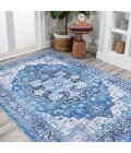 WSH109B Area Rug Maris Ornate Medallion Washable Blue/Navy 5 ft. x 8 ft. Area Rug