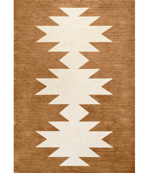 WSH110A Area Rug Chayton Minimalist Geometric Machine-Washable Terracotta/Cream 8 ft. x 10 ft. Area Rug