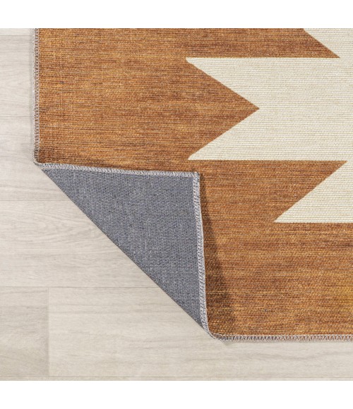 WSH110A Area Rug Chayton Minimalist Geometric Machine-Washable Terracotta/Cream 2 ft. x 8 ft. Runner Rug