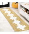 Chayton Minimalist Geometric Machine-Washable Moss/Cream 2 ft. x 8 ft. Runner Rug