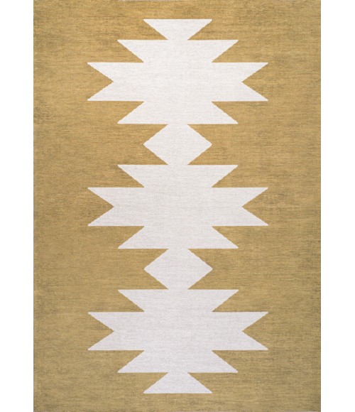 WSH110B Area Rug Chayton Minimalist Geometric Machine-Washable Moss/Cream 9 ft. x 12 ft. Area Rug