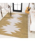 WSH110B Area Rug Chayton Minimalist Geometric Machine-Washable Moss/Cream 9 ft. x 12 ft. Area Rug