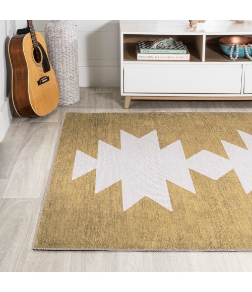WSH110B Area Rug Chayton Minimalist Geometric Machine-Washable Moss/Cream 9 ft. x 12 ft. Area Rug