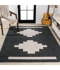 WSH111A Area Rug Adriel Geometric Tribal Medallion Machine-Washable Black/Cream 3 ft. x 5 ft. Area Rug