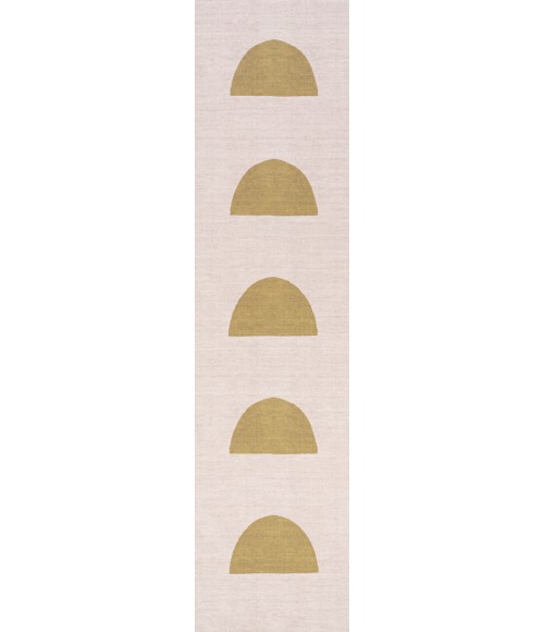 WSH112A Area Rug Luola Minimalist Geometric Machine-Washable Cream/Moss 2 ft. x 8 ft. Runner Rug