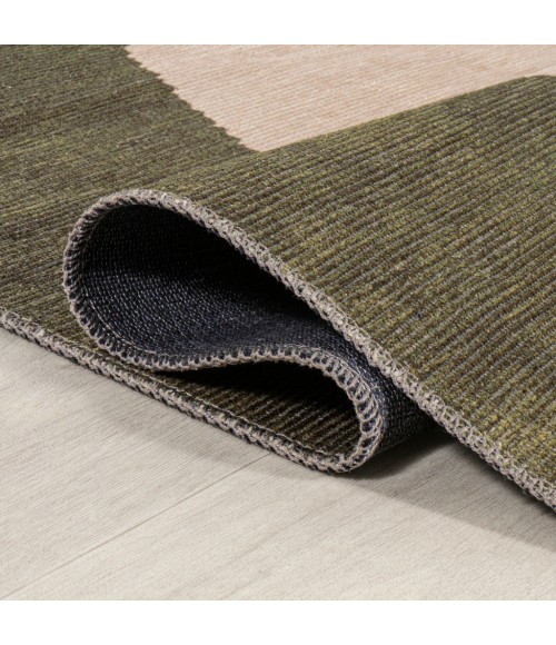 WSH113B Area Rug Cirkel Minimalist Geometric Dot Machine-Washable Green/Cream 2 ft. x 8 ft. Runner Rug