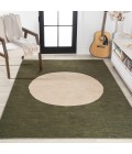 WSH113B Area Rug Cirkel Minimalist Geometric Dot Machine-Washable Green/Cream 8 ft. x 10 ft. Area Rug