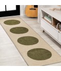 WSH113C Area Rug Cirkel Minimalist Geometric Dot Machine-Washable Cream/Green 2 ft. x 8 ft. Runner Rug