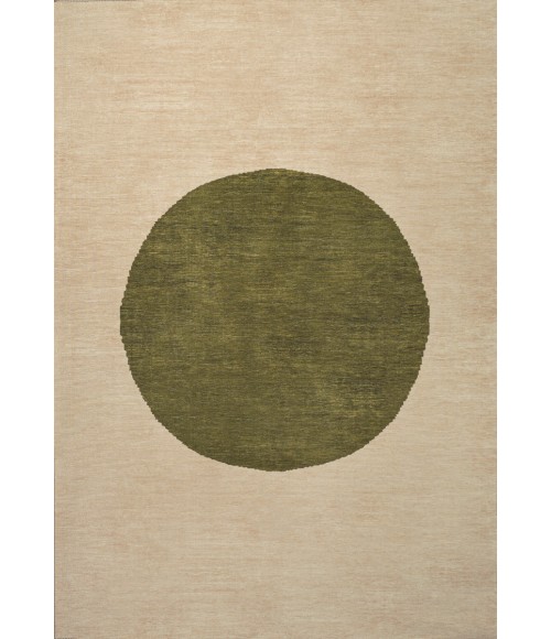 WSH113C Area Rug Cirkel Minimalist Geometric Dot Machine-Washable Cream/Green 8 ft. x 10 ft. Area Rug