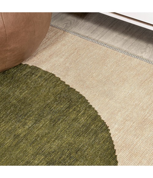 WSH113C Area Rug Cirkel Minimalist Geometric Dot Machine-Washable Cream/Green 8 ft. x 10 ft. Area Rug