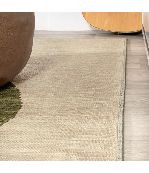 WSH113C Area Rug Cirkel Minimalist Geometric Dot Machine-Washable Cream/Green 8 ft. x 10 ft. Area Rug