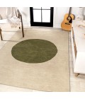 WSH113C Area Rug Cirkel Minimalist Geometric Dot Machine-Washable Cream/Green 8 ft. x 10 ft. Area Rug