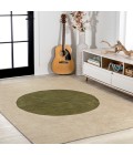 WSH113C Area Rug Cirkel Minimalist Geometric Dot Machine-Washable Cream/Green 8 ft. x 10 ft. Area Rug