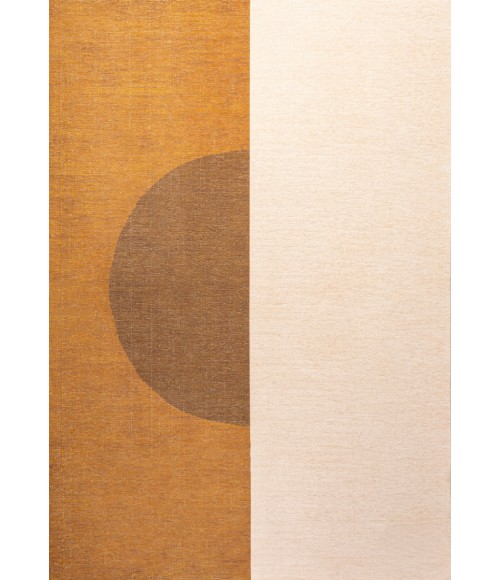 WSH114A Area Rug Demie Minimalist Graphic Circle Machine-Washable Brown/Cream/Terracotta 4 ft. x 6 ft. Area Rug