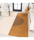 WSH114A Area Rug Demie Minimalist Graphic Circle Machine-Washable Brown/Cream/Terracotta 4 ft. x 6 ft. Area Rug
