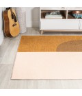 WSH114A Area Rug Demie Minimalist Graphic Circle Machine-Washable Brown/Cream/Terracotta 4 ft. x 6 ft. Area Rug