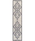 WSH115A Area Rug Ashkii Minimalist Medallion Machine-Washable Ivory/Dark Gray 2 ft. x 8 ft. Runner Rug