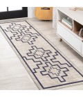 WSH115A Area Rug Ashkii Minimalist Medallion Machine-Washable Ivory/Dark Gray 2 ft. x 8 ft. Runner Rug