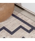 WSH115A Area Rug Ashkii Minimalist Medallion Machine-Washable Ivory/Dark Gray 5 ft. x 8 ft. Area Rug