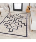 WSH115A Area Rug Ashkii Minimalist Medallion Machine-Washable Ivory/Dark Gray 5 ft. x 8 ft. Area Rug