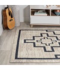 WSH115A Area Rug Ashkii Minimalist Medallion Machine-Washable Ivory/Dark Gray 5 ft. x 8 ft. Area Rug