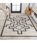 WSH115A Area Rug Ashkii Minimalist Medallion Machine-Washable Ivory/Dark Gray 5 ft. x 8 ft. Area Rug