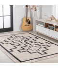 WSH115A Area Rug Ashkii Minimalist Medallion Machine-Washable Ivory/Dark Gray 5 ft. x 8 ft. Area Rug