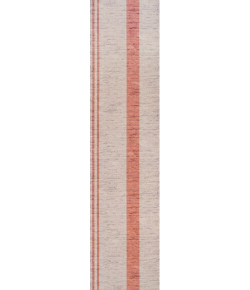 WSH116A Area Rug Raita Modern Distressed Stripe Machine-Washable Ivory/Peach 2 ft. x 8 ft. Runner Rug