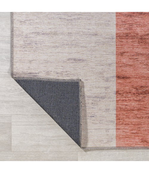 WSH116A Area Rug Raita Modern Distressed Stripe Machine-Washable Ivory/Peach 9 ft. x 12 ft. Area Rug