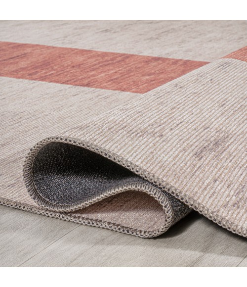 WSH116A Area Rug Raita Modern Distressed Stripe Machine-Washable Ivory/Peach 2 ft. x 8 ft. Runner Rug