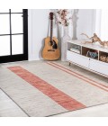 WSH116A Area Rug Raita Modern Distressed Stripe Machine-Washable Ivory/Peach 9 ft. x 12 ft. Area Rug
