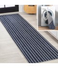 WSH119A Area Rug Rand Distressed Ticking Stripe Machine-Washable Navy/Gray 2 ft. x 8 ft. Runner Rug