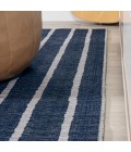 WSH119A Area Rug Rand Distressed Ticking Stripe Machine-Washable Navy/Gray 5 ft. x 8 ft. Area Rug
