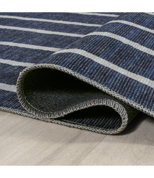 WSH119A Area Rug Rand Distressed Ticking Stripe Machine-Washable Navy/Gray 2 ft. x 8 ft. Runner Rug