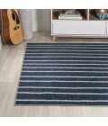 WSH119A Area Rug Rand Distressed Ticking Stripe Machine-Washable Navy/Gray 5 ft. x 8 ft. Area Rug