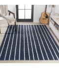 WSH119A Area Rug Rand Distressed Ticking Stripe Machine-Washable Navy/Gray 5 ft. x 8 ft. Area Rug